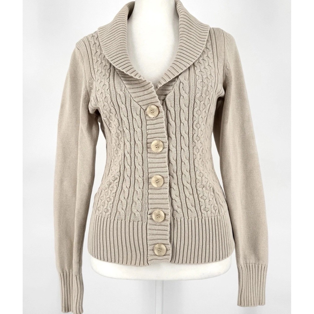 Preppy Y2K Cardigan Sweater M Quiet Luxury Old Money Fitted Button Front Vintage